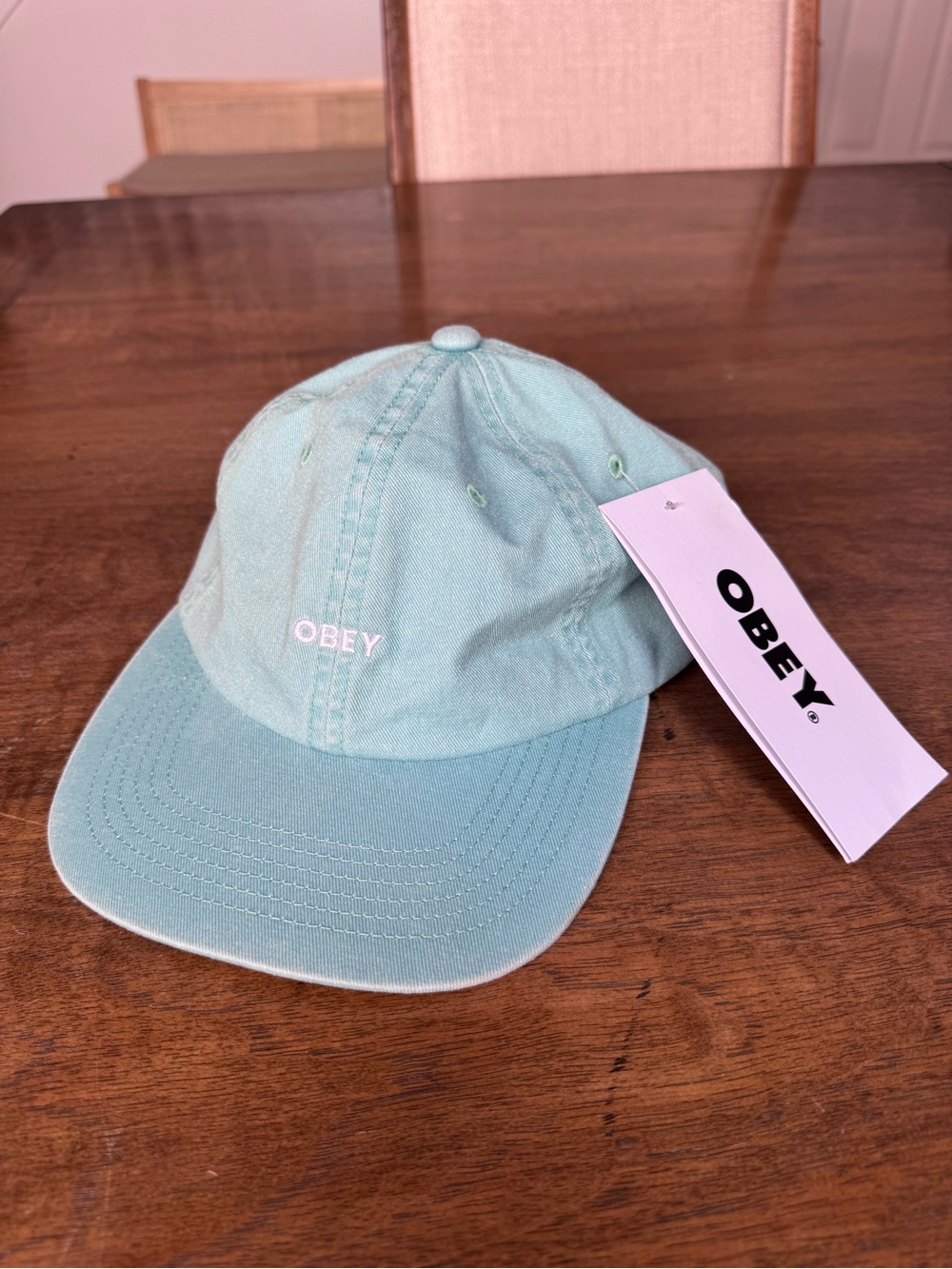 OBEY Pigment Bold 6 Panel Strapback Hat Surf Spray Blue One Size